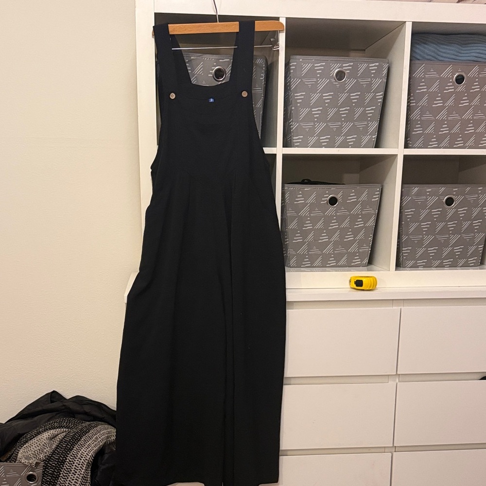 Black Wide Leg Women's Overalls